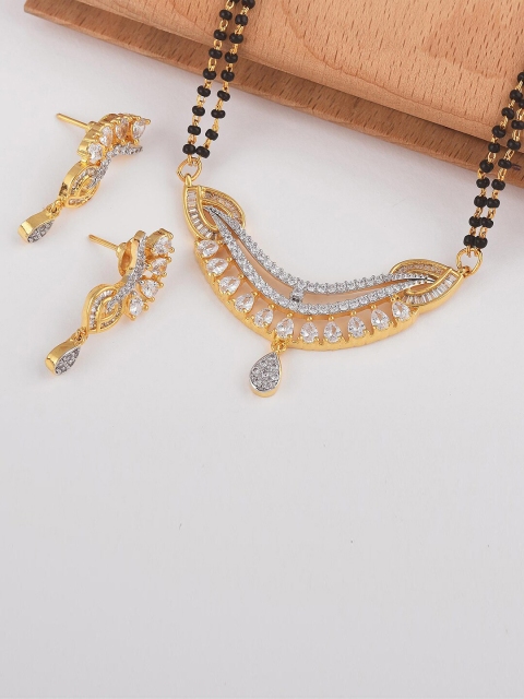 

Tistabene Gold-Plated & White Stone Studded Mangalsutra Set