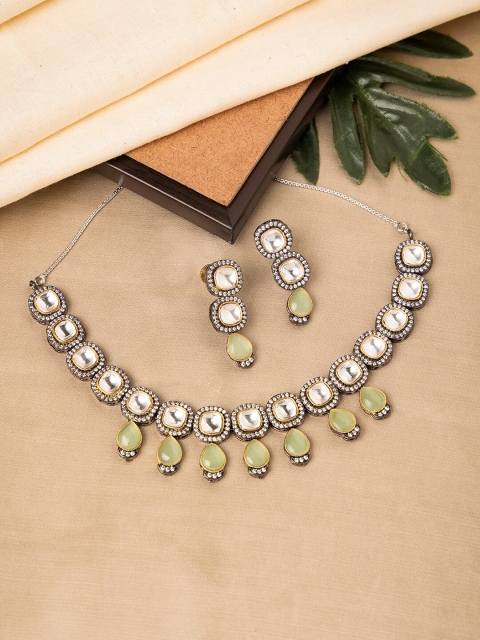 

INDYA Green Kundan Earring Necklace Set
