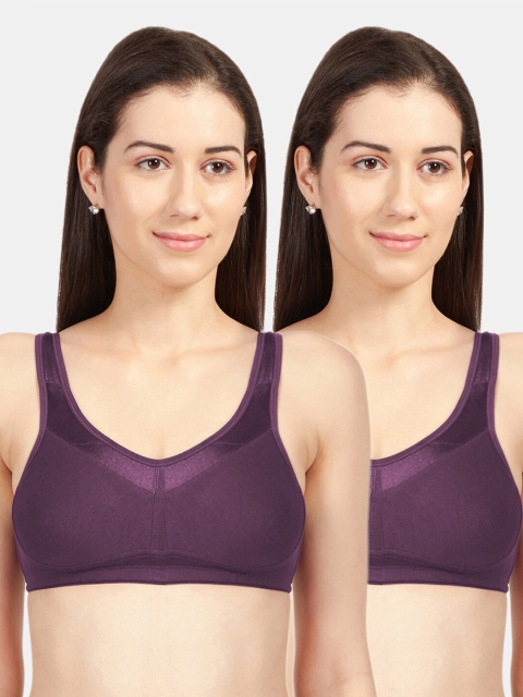 

Sonari Purple Set of 2 Solid Non-Padded T-Shirt Bra