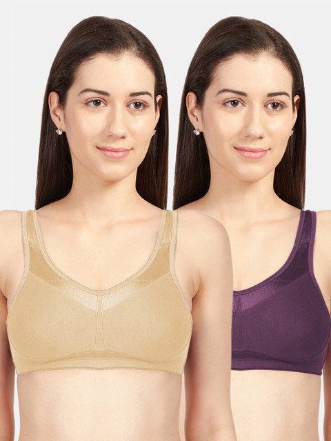 

Sonari Cream & Purple Non Padded Super Support Bra