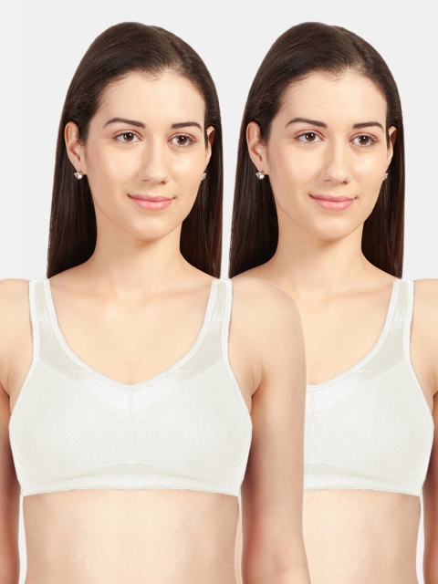 

Sonari Women White Non Padded Cut & Sew T-Shirt Bra Set Of 2