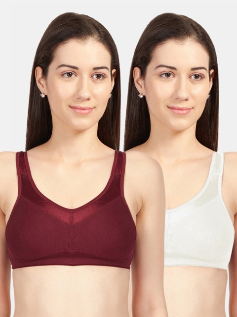 

Sonari Maroon & White Set of 2 Non Padded Bra