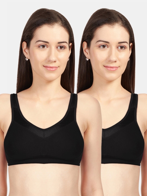 

Sonari Black Set of 2 Solid Non-Padded T-Shirt Bra