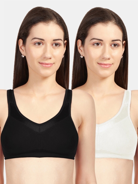 

Sonari Black & White Set of 2 Solid Non-Padded T-Shirt Bra