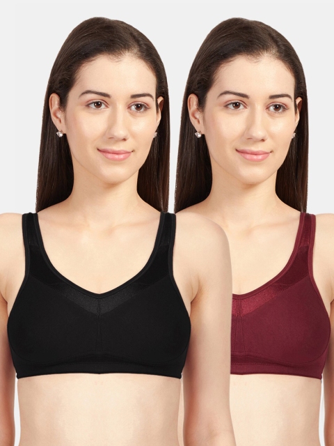 

Sonari Black & Maroon Non Padded Super Support Bra