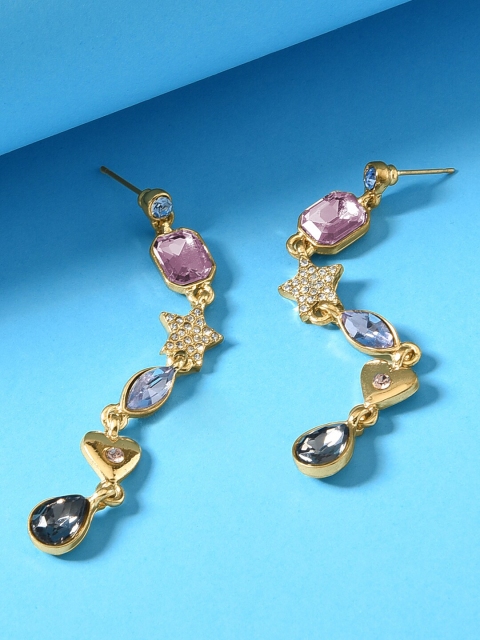 

Accessorize Gold-Toned & Pink Pastel Pop Star And Hearts Long Drop Earrings