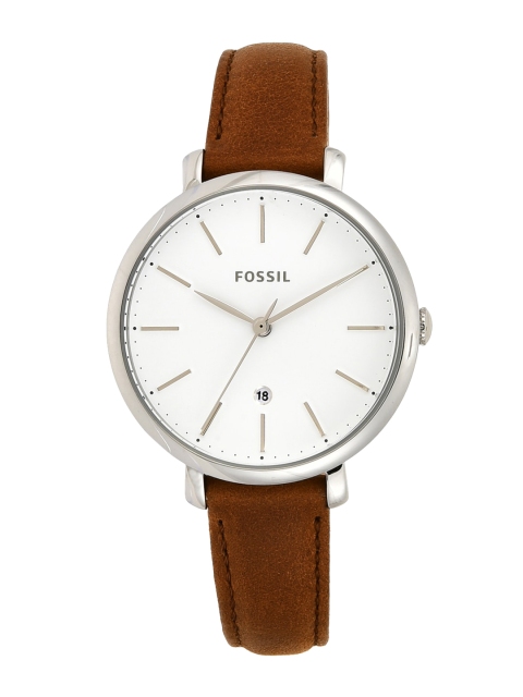 

Fossil Women White Dial & Brown Leather Straps Analogue Watch ES4368