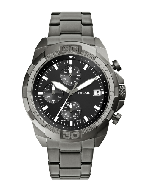 

Fossil Men Black Dial & Grey Stainless Steel Bracelet Style Straps Analogue Watch FS5852I