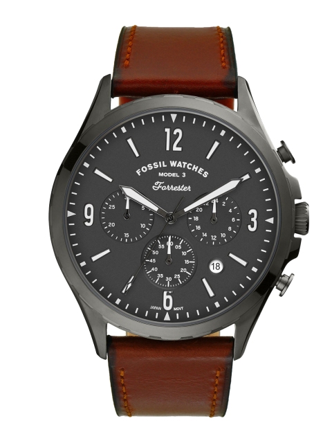 

Fossil Men Grey Dial & Brown Leather Straps Analogue Watch FS5815I