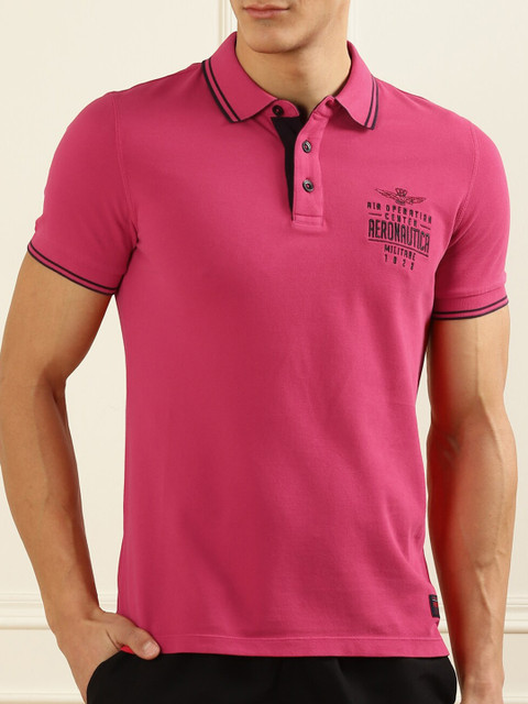 

Aeronautica Militare Men Red Polo Collar T-shirt