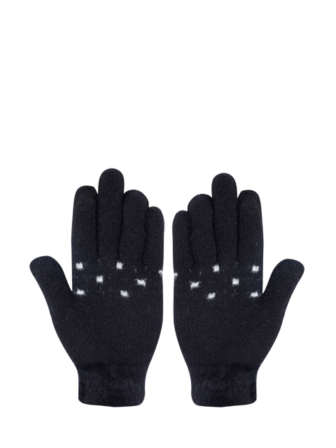 

LOOM LEGACY Women Black Patterned Hand Gloves