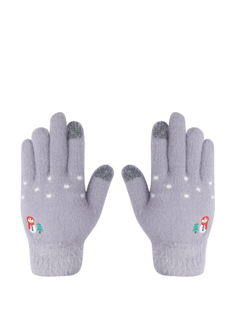 

LOOM LEGACY Women Grey Solid Acrylic Hand Gloves