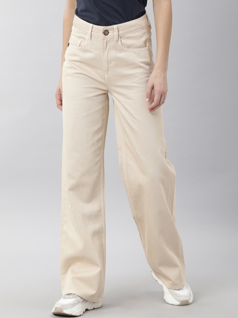 

RAREISM Women Beige Tailored High-Rise Regular Fit Trousers