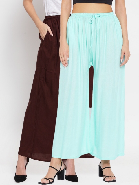 

Clora Creation Women Green & Brown Pack of 2 Flared Knitted Palazzos
