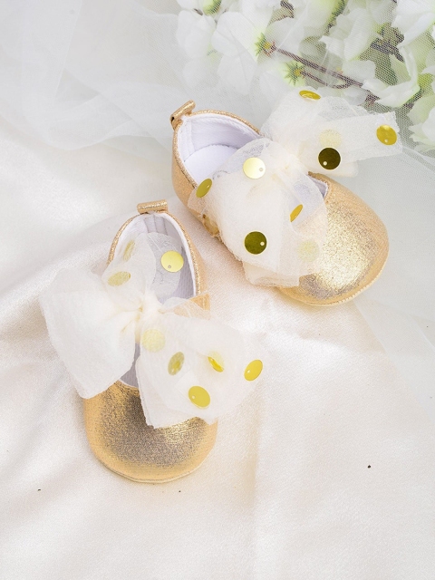 

POPLINS Kids Gold-Toned Cotton Booties