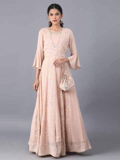 

WISHFUL Pink Embroidered Ethnic Maxi Dress