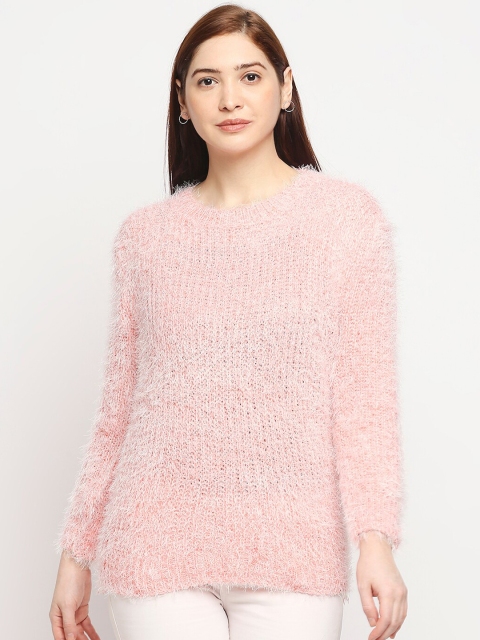 

LYKKEIN Women Pink Pullover with Fuzzy Detail