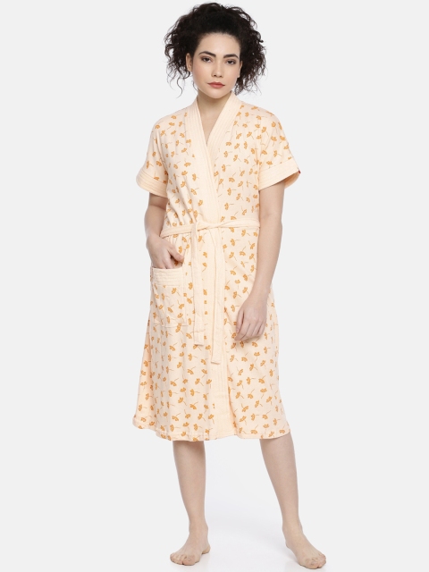

GOLDSTROMS Women Peach Printed Bathrobe