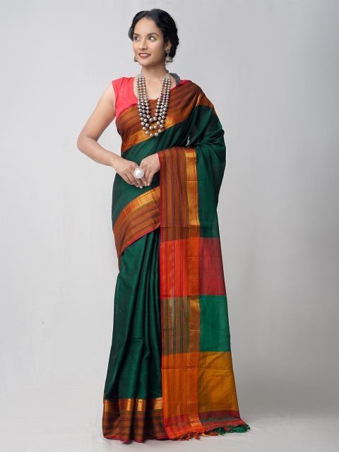 

Unnati Silks Green & Red Pure Cotton Narayan Peth Saree