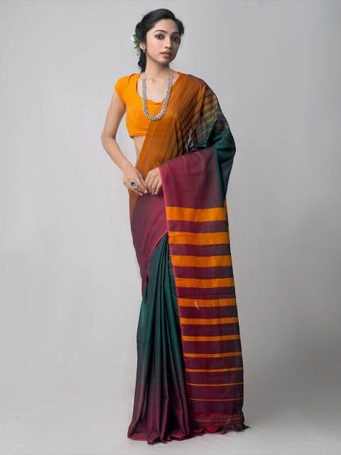 

Unnati Silks Green & Magenta Woven Design Pure Cotton Chettinad Saree