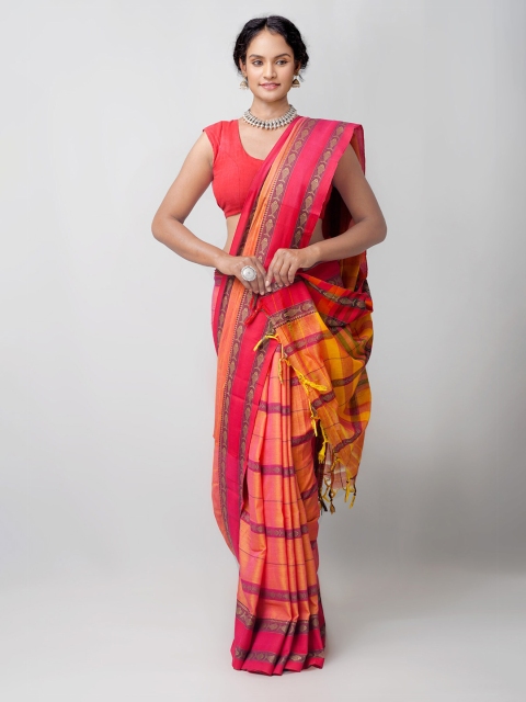 

Unnati Silks Orange & Yellow Woven Design Pure Cotton Narayan Peth Saree