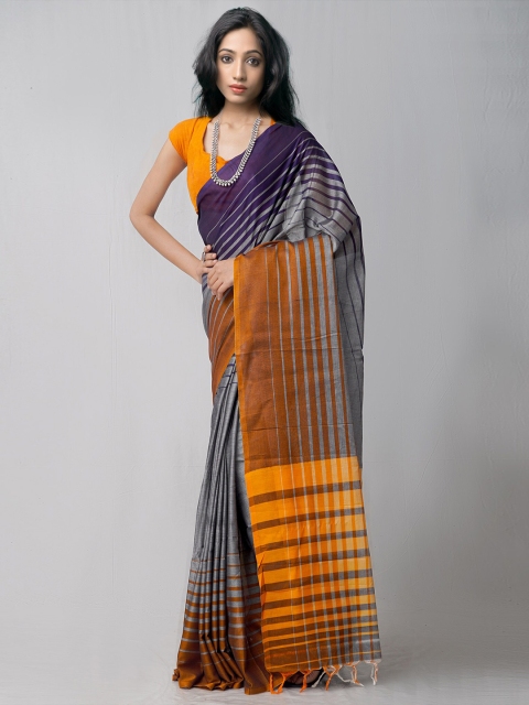 

Unnati Silks Grey Woven Design Pure Handloom Sustainable Pavani Chettinad Cotton Saree