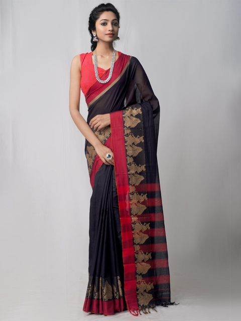 

Unnati Silks Black & Red Woven Design Pure Cotton Kanjeevaram Saree