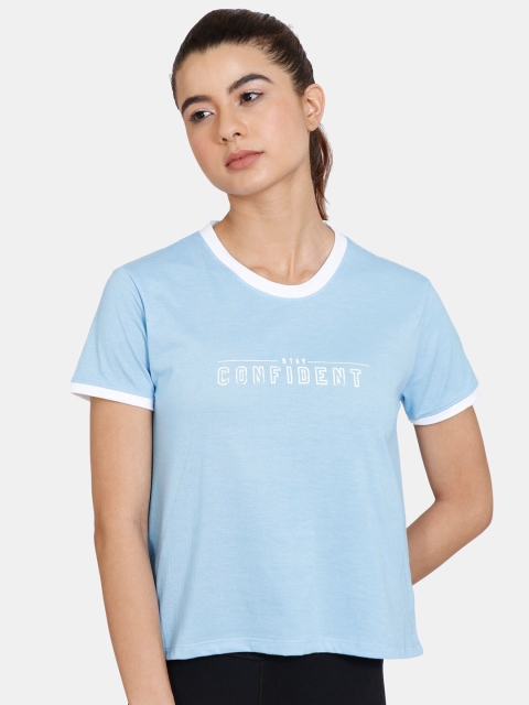 

Rosaline by Zivame Women Blue Typography Printed T-shirt