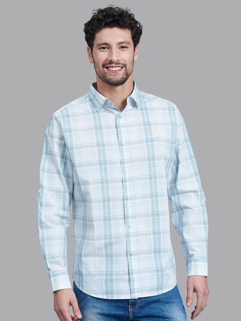 

Beverly Hills Polo Club Men Blue Checked Regular Fit Formal Shirt