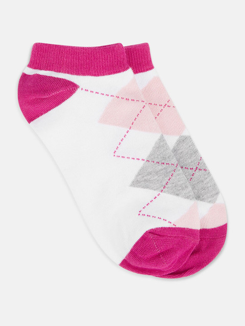 

Honey by Pantaloons Women White & Pink Checked Ankle-Length Socks