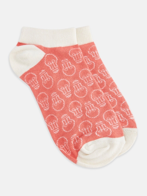 

Honey by Pantaloons Women Orange & White Patterned Ankle Length Socks