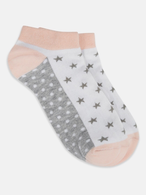 

Honey by Pantaloons Women White & Grey Patterned Ankle Length Socks