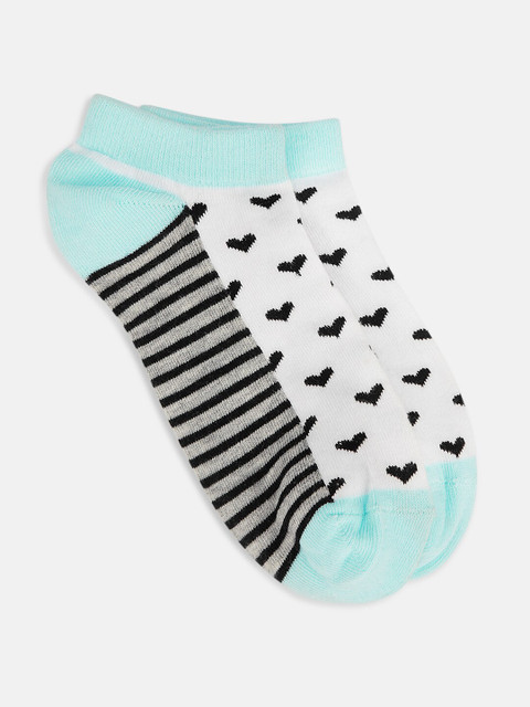 

Honey by Pantaloons Women Blue & White Patterned Ankle-Length Socks