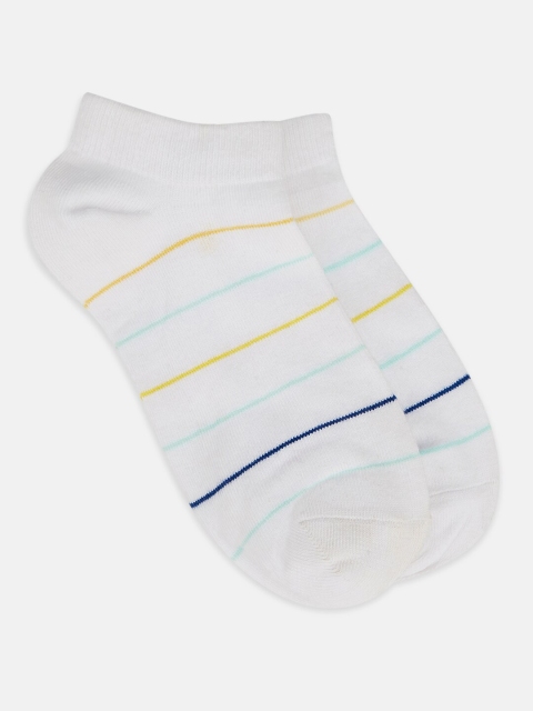 

Honey by Pantaloons Women White & Blue Striped Ankle Length Socks