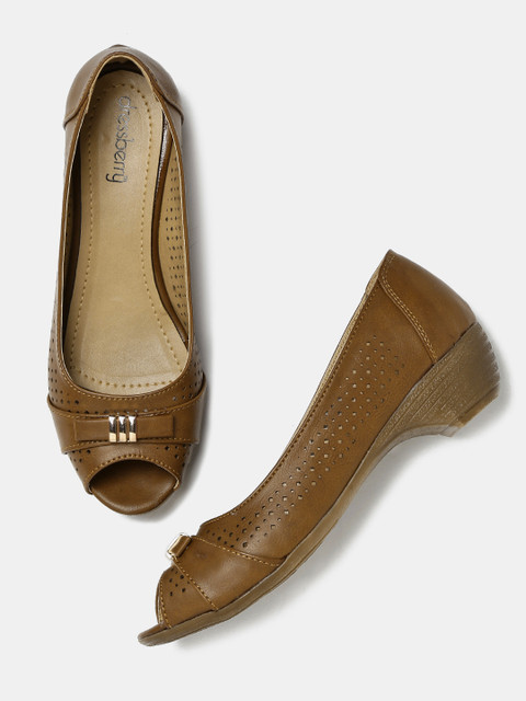 

DressBerry Women Brown Laser Cut Heels