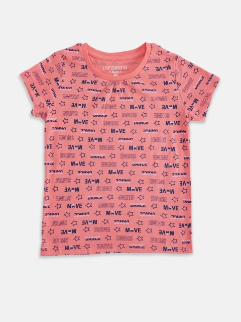 

Pantaloons Junior Girls Coral Printed Pure Cotton T-shirt