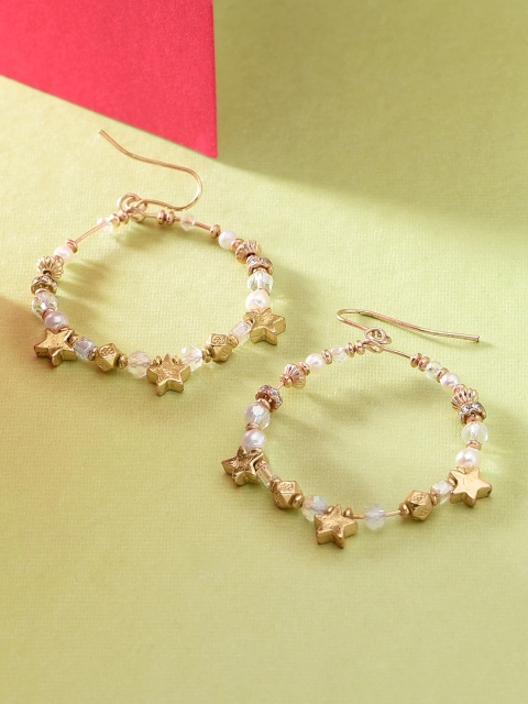 

Accessorize London Women's Pink Blue Harvest Beaded Star Hoop Earrings