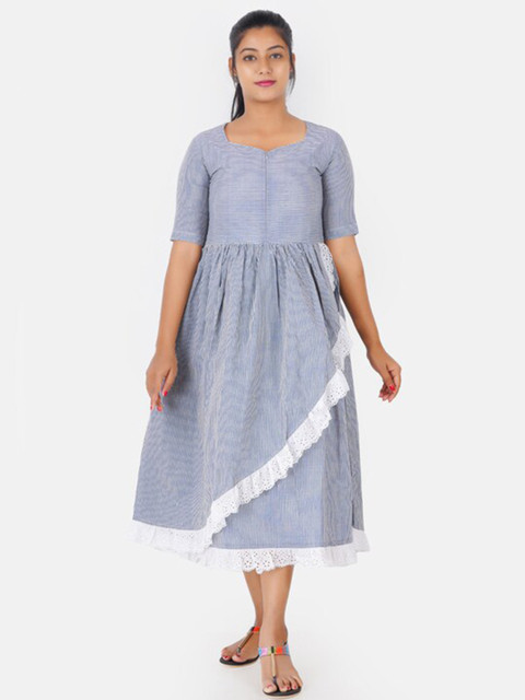 

Putchi White & Blue Striped Midi Dress