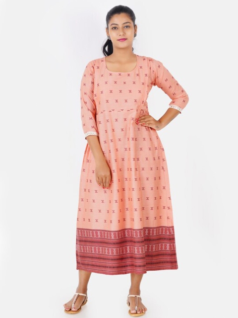

Putchi Peach-Coloured Cotton Maternity Midi Dress