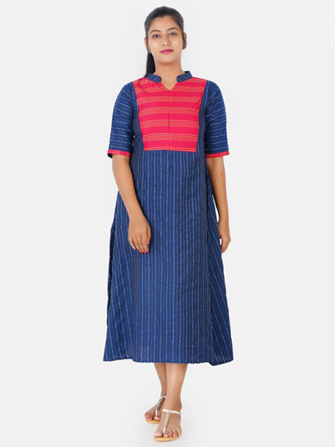 

Putchi Blue Striped A-Line Midi Dress