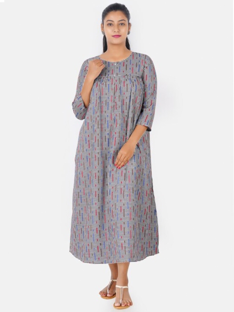 

Putchi Black Checked Cotton Maternity Midi Dress