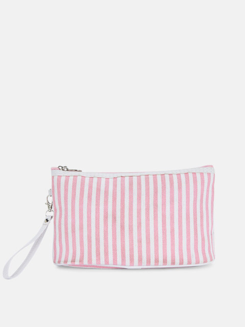 

Forever Glam by Pantaloons Women Pink & White Striped Travel Pouch