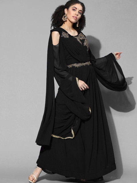 

Chhabra 555 Women Black & Gold Embellished Made to Measure Lehenga Choli Set