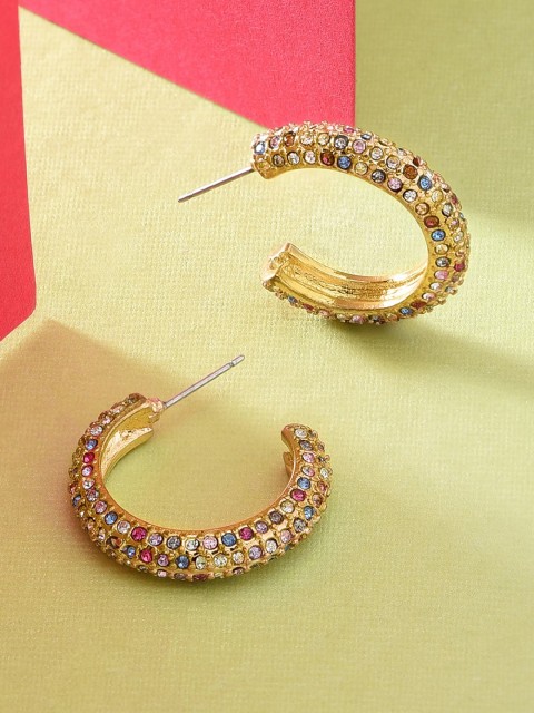 

Accessorize Women Pastel Pop Crystal Pave All Over Hoops Earrings, Gold