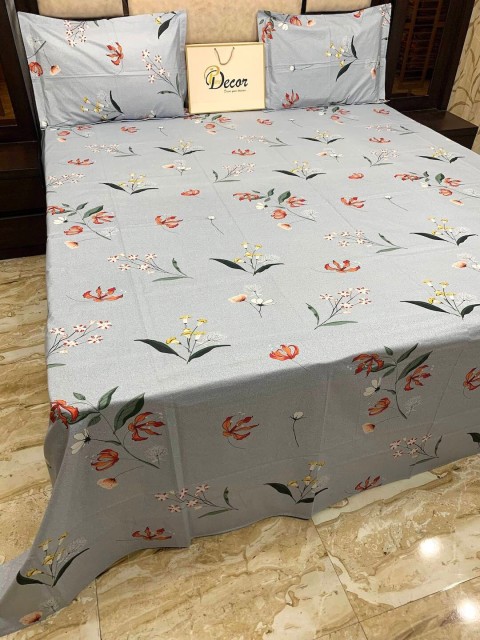 

Pure Decor Blue & White Floral 400 TC King Bedsheet with 2 Pillow Covers