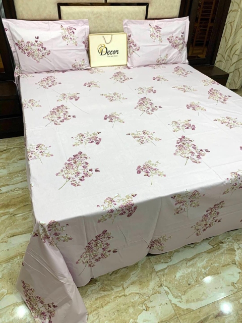 

Pure Decor Pink & Purple Floral 400 TC King Bedsheet with 2 Pillow Covers