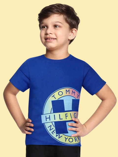 

Tommy Hilfiger Boys Cobalt Blue Brand Logo Printed Pure Cotton T-shirt