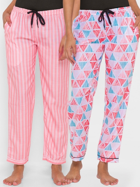 

FashionRack Women Pack of 2 Pink & Red Printed Pyjamas