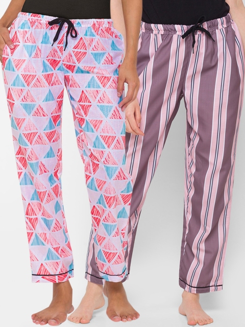 

FashionRack Women Pack Of 2 Printed Lounge Pant, Red