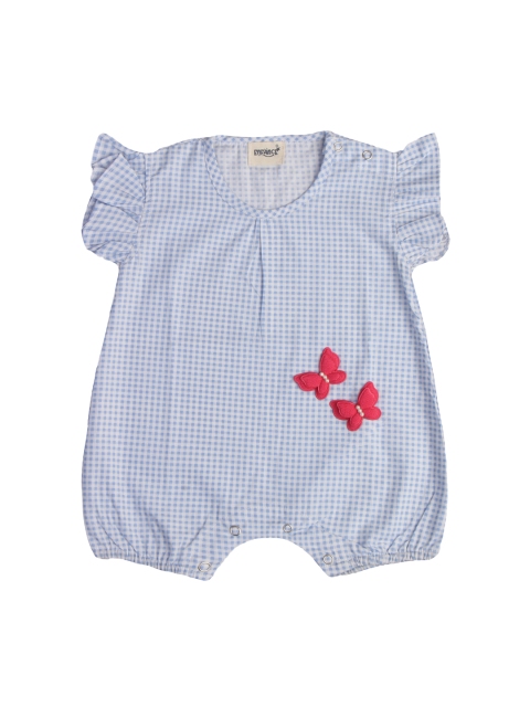 

Enfance Girls Blue Checked Cotton Rompers